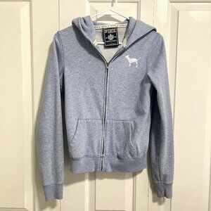 Victoria's Secret PINK Blue Heart Full-zip Hoodie (Size Small)